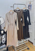 Crystal Decor Long Sleeves Long Satin Dress